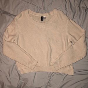 H&M Cream Knitted Sweater Top, Size Small